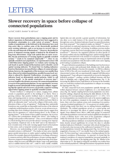 LETTER Slower recovery in space before collapse of connected populations