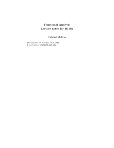 Functional Analysis Lecture notes for 18.102 Richard Melrose Department of Mathematics, MIT