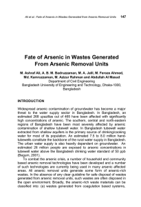 Fate of Arsenic in Wastes Generated From Arsenic Removal Units