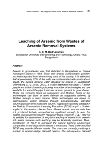 Leaching of Arsenic from Wastes of Arsenic Removal Systems