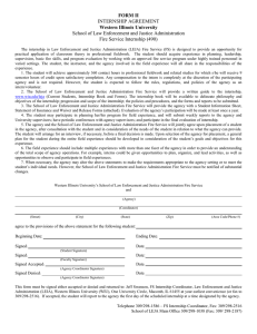 FORM II Western Illinois University INTERNSHIP AGREEMENT