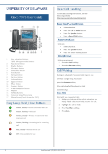 UNIVERSITY OF DELAWARE Cisco 7975 User Guide Basic Call Handling B