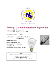 Activity: Carbon Footprint of Lightbulbs