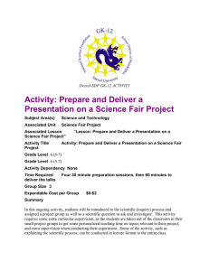 Activity: Prepare and Deliver a Presentation on a Science Fair Project
