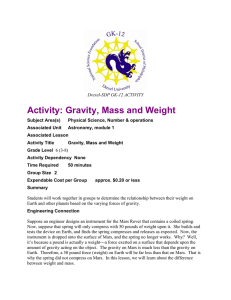 Activity: Gravity, Mass and Weight