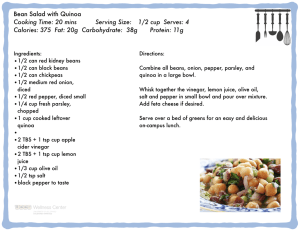 Bean Salad with Quinoa Cooking Time: 20 mins