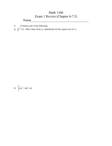 Math 1360 Exam 1 Review (Chapter 6-7.5) Name___________________________________ 