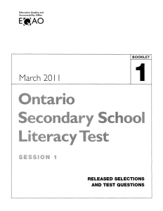 March  20 I I RELEASED SELECTIONS AND TEST QUESTIONS BOOKLET