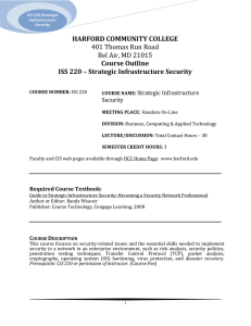 HARFORD COMMUNITY COLLEGE Course Outline ISS 220 – Strategic Infrastructure Security