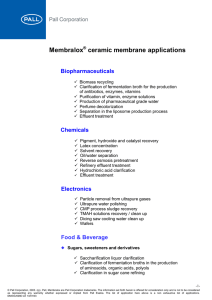Membralox ceramic membrane applications Biopharmaceuticals