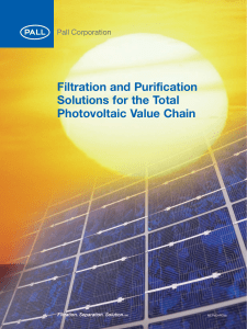 Filtration and Purification Solutions for the Total Photovoltaic Value Chain MEPVCAPENb