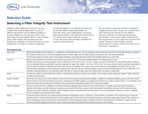 Selection Guide Selecting a Filter Integrity Test Instrument USD 2235a
