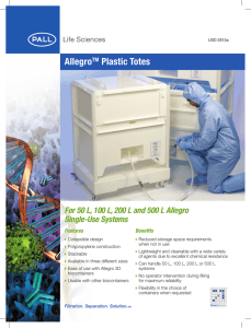 Allegro Plastic Totes Single-Use Systems