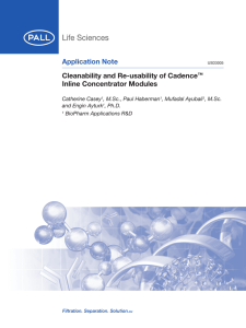 Application Note Cleanability and Re-usability of Cadence Inline Concentrator Modules