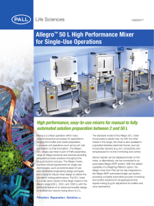 Allegro 50 L High Performance Mixer for Single-Use Operations