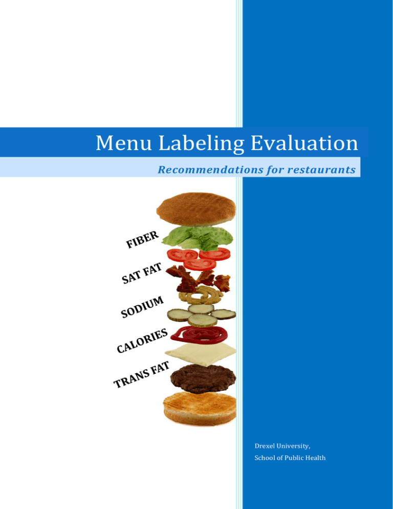 Menu Labeling Evaluation Recommendations For Restaurants