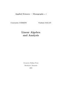 Linear Algebra and Analysis Applied Sciences Monographs