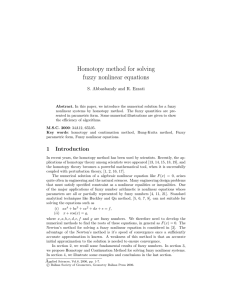 Homotopy method for solving fuzzy nonlinear equations S. Abbasbandy and R. Ezzati