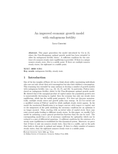 An improved economic growth model with endogenous fertility Luca Guerrini