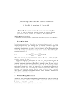 Generating functions and special functions