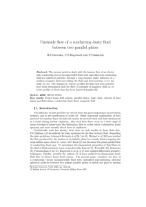 Unsteady flow of a conducting dusty fluid between two parallel plates