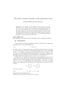 The polar moment of inertia of the projection curve