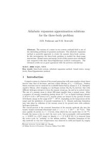 Adiabatic expansion approximation solutions for the three-body problem