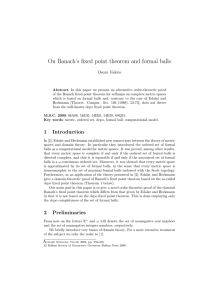 On Banach’s fixed point theorem and formal balls Oscar Valero