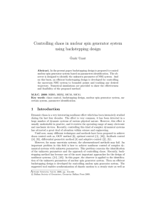 Controlling chaos in nuclear spin generator system using backstepping design ¨ Om¨ur Umut