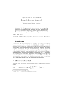 Applications of resultants in m Vladimir Balan, Nikolay Perminov