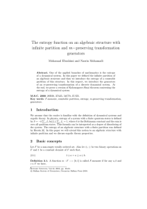 The entropy function on an algebraic structure with m− generators