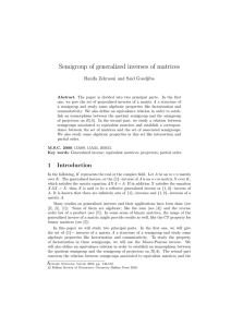 Semigroup of generalized inverses of matrices Hanifa Zekraoui and Said Guedjiba