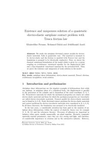 Existence and uniqueness solution of a quasistatic Tresca friction law