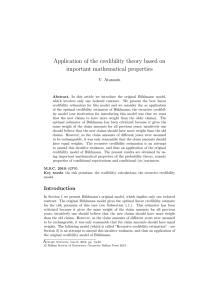 Application of the credibility theory based on important mathematical properties V. Atanasiu