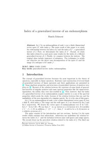 Index of a generalized inverse of an endomorphism Hanifa Zekraoui
