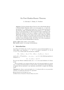 On Post-Gluskin-Hosszu Theorem A. Gal’mak, V. Balan, G. Vorobiev