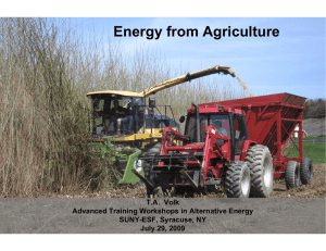 Energy from Agriculture T.A.  Volk Advanced Training Workshops in Alternative Energy