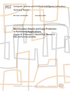 Memoization Attacks and Copy Protection in Partitioned Applications Technical Report