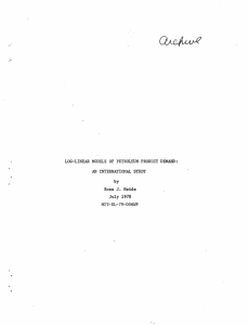 LOG-LINEAR  MODELS  OF  PETROLEUM  PRODUCT ... AN  INTERNATIONAL  STUDY by MIT-EL-79-006WP