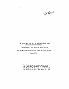 INSTITUTIONAL ANALYSIS  OF HOUSING PRODUCTION: A PRELIMINARY  EXPLORATION