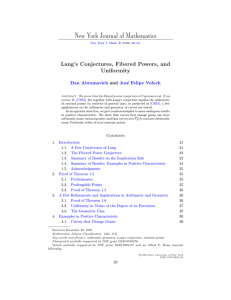New York Journal of Mathematics Lang’s Conjectures, Fibered Powers, and Uniformity Dan Abramovich