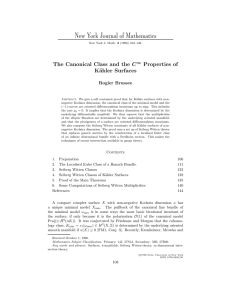 New York Journal of Mathematics The Canonical Class and the Properties of K¨