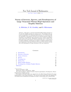 New York Journal of Mathematics Large Truncated Wiener-Hopf Operators and