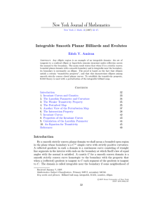 New York Journal of Mathematics Integrable Smooth Planar Billiards and Evolutes