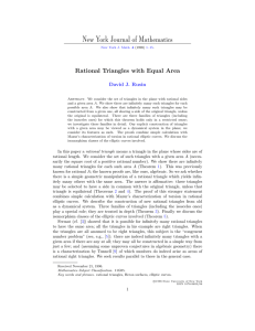 New York Journal of Mathematics Rational Triangles with Equal Area