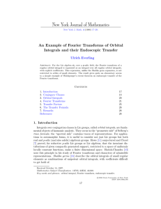 New York Journal of Mathematics Integrals and their Endoscopic Transfer Ulrich Everling