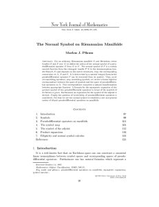 The Normal Symbol on Riemannian Manifolds New York Journal of Mathematics