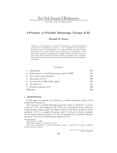 3-Primary -Periodic Homotopy Groups of New York Journal of Mathematics Donald M. Davis