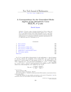 New York Journal of Mathematics A Correspondence for the Generalized Hecke SL