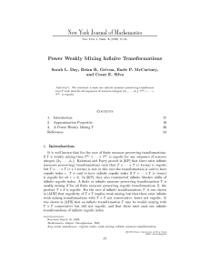 Power Weakly Mixing Innite Transformations New York Journal of Mathematics